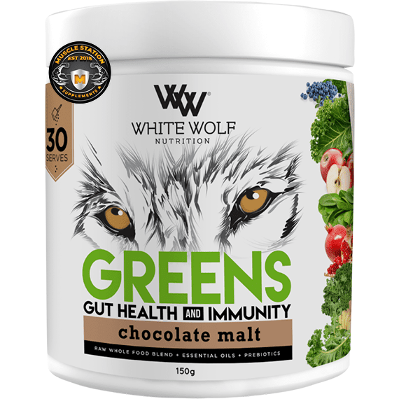 GREENS GUT HEALTH IMMUNITY STRONGER BY WHITE WOLF $54.9 Muscle Station